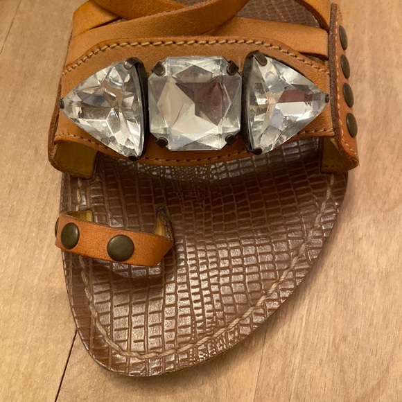 ALDO Leather Jewelled Tan Gladiator Sandal - Picture 3 of 10